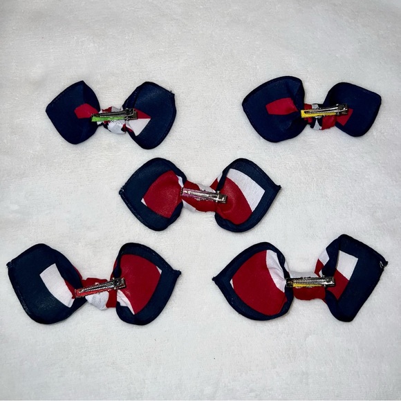 Patriotic Stars and Stripes Bandana Knotted Hair Bow - Picture 10 of 11